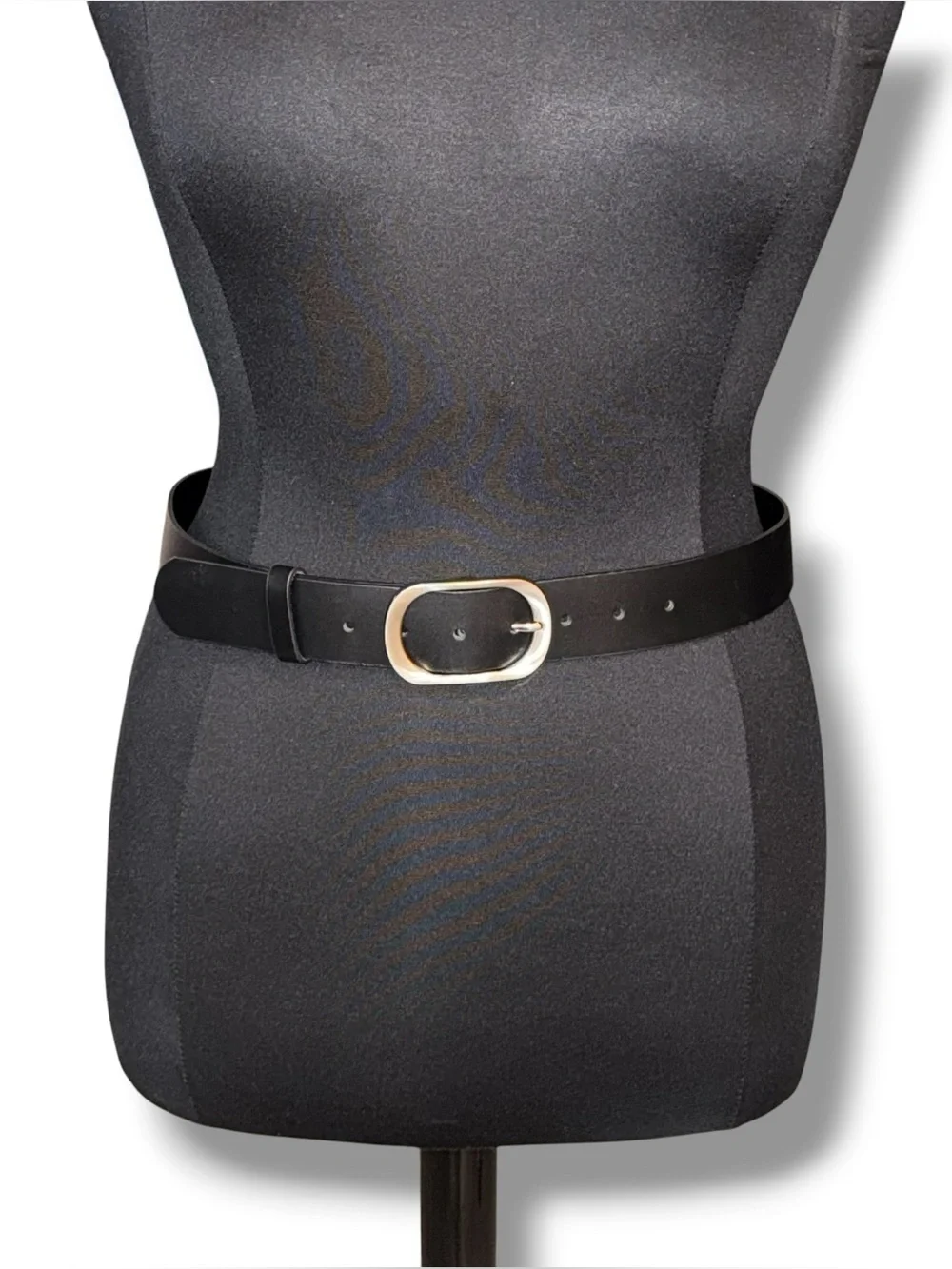 NORDSTROMS Oval Buckle Leather Belt -  Silver / Black